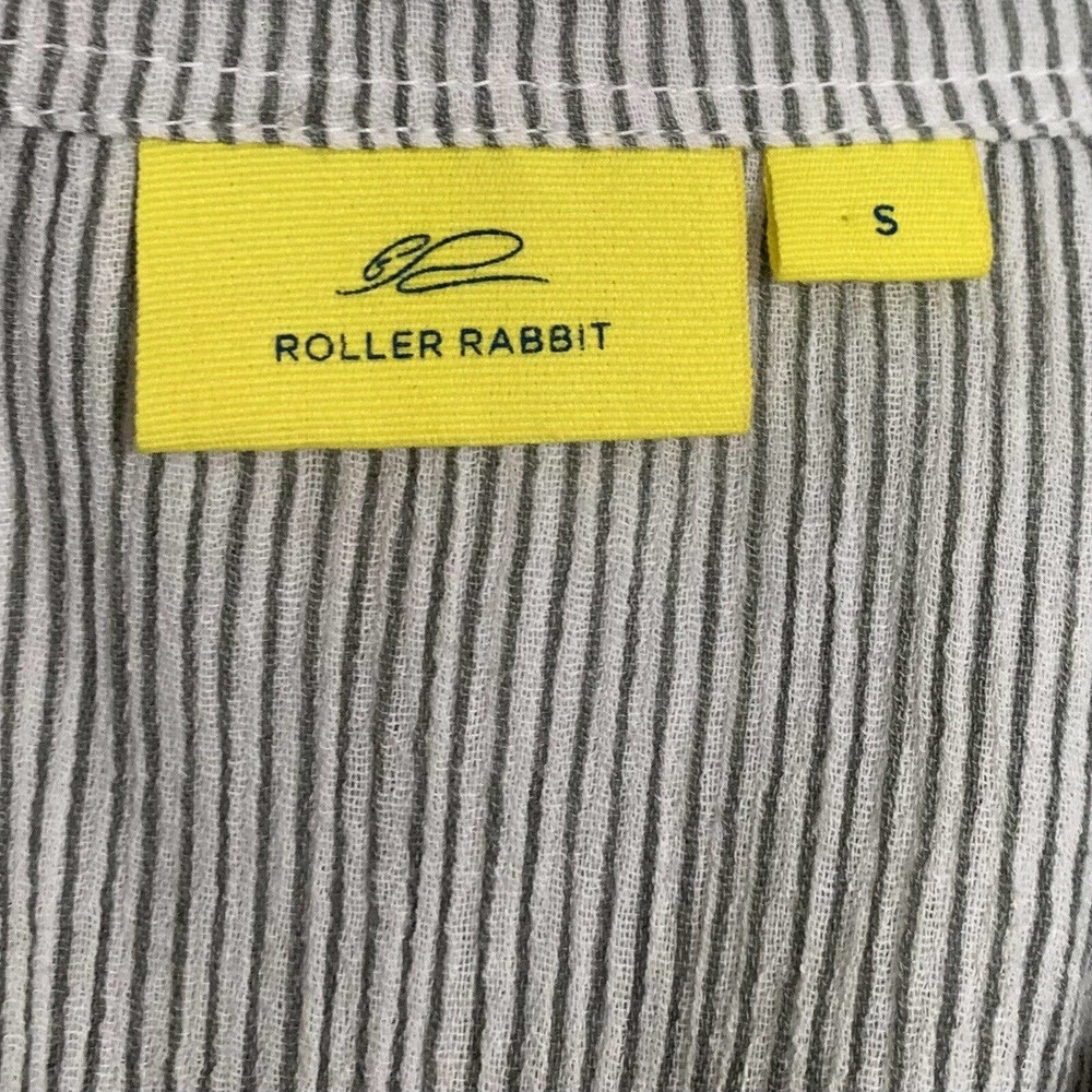 Anthropologie Roller Rabbit Top Womens Small Gray White Pinstriped Casual Shirt - Picture 6 of 9